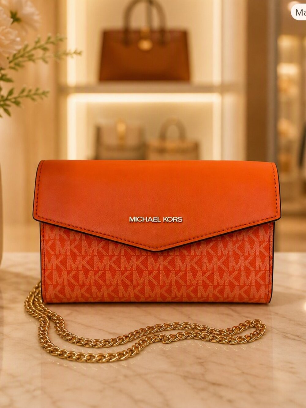 Michael Kors Orange MK Monogram Crossbody/Clutch